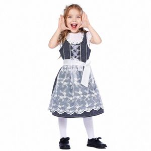 Halen Enfants Dentelle Mignon Maid Cosplay Costume Fête De Vacances Festival De La Bière Imprimé Floral Dr Stage Performance Vêtements h7aF #