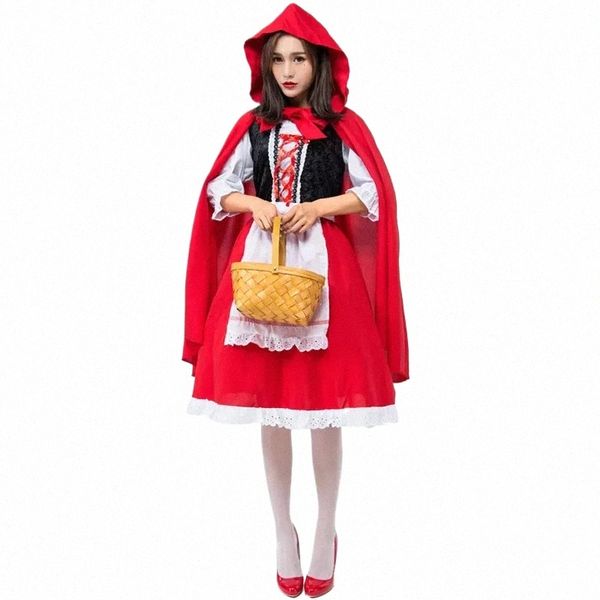 Halen Classique Conte de Fées Château Conte Petit Chaperon Rouge Cosplay Costume Carnaval Fête Fantaisie France Maid Dr l2f4 #