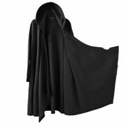 Halen Costume unisexe vente chaude Hip Hop Vintage médiéval noir à capuche gothique Vampire Lg manteau lâche manteau Cosplay Costume z07i #