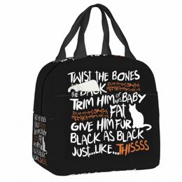Halen Pocus hocus noire chat citations à lunch sac étanche alimentaire cool thermique coque à lunch isolée femmes enfants sacs fourre-tout q0sc #
