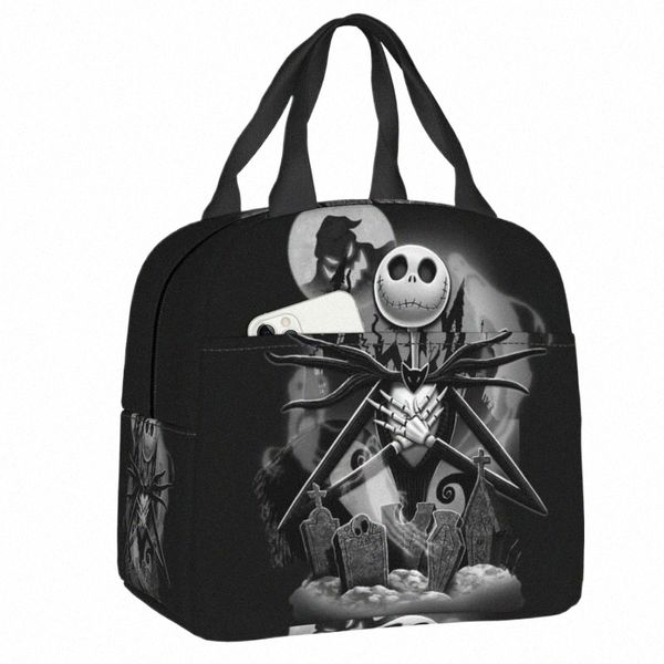 Halen Skull Jack Lorzonal aislada Película de terror de Navidad Portable Bolso de Lunch Bag Picnic Bags 673J##