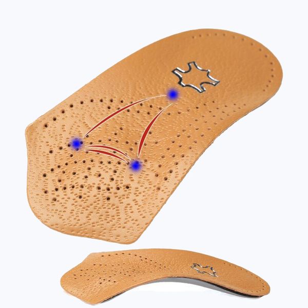 Plantillas ortopédicas con soporte de medio arco, almohadilla para zapatos de látex de cuero, pie plano, plantilla ortopédica correcta de 3/4 de longitud, inserto para el cuidado de la salud de los pies