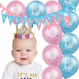 Half Birthday Decorations Ballons Kit mon 1/2 d'anniversaire Balloons Banner Chapeau de 6 mois Baby Shower 1/2 Birthay Party Supplies