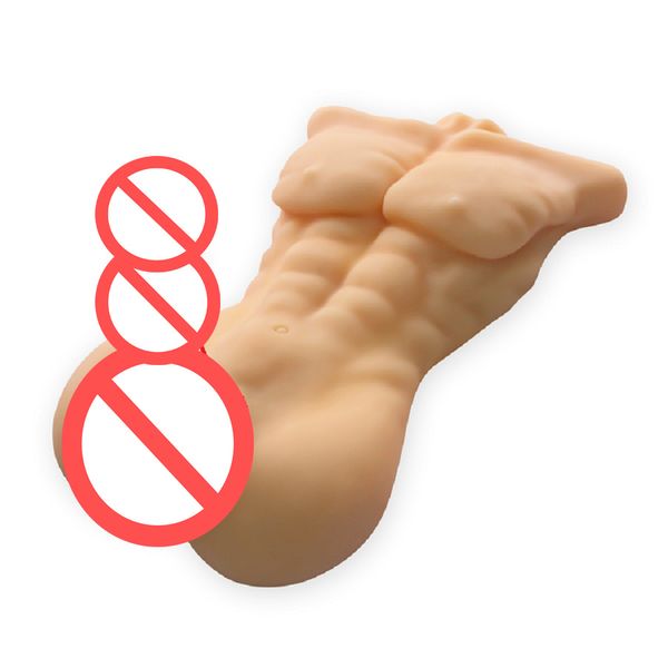 Poupée de sexe masculin demi-corps, entièrement en Silicone TPE, réaliste, sensation de toucher de la peau, gode, pièces sexuelles anales, torse, squelette doux, pénis 18cm