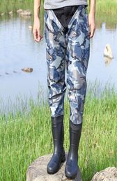 Demi-corps PVC Nylon imperméable à l'eau pêche pantalon d'eau hommes femmes chasse en plein air pêche à la ligne résistant à l'usure Camouflage Wader pantalon6854077