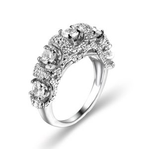 Holiday Gift 925 Silver Genuine White Zirkoon Topaz Gems Rings Lover Rings Bruiloft Ringen Gratis Verzending