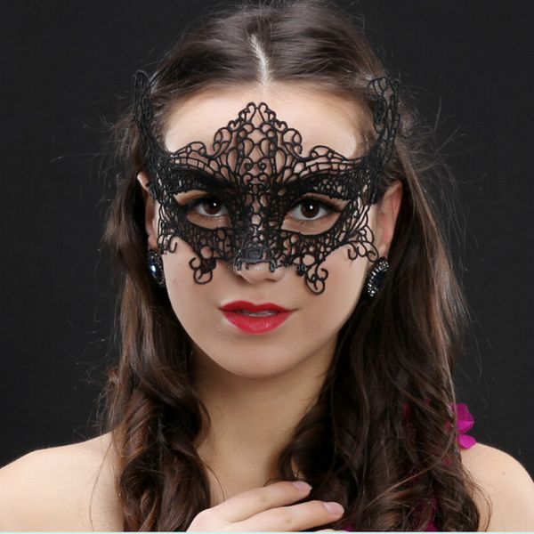 Demi-visage dentelle masque femmes Sexy mascarade masque pour les yeux noir danse fête masques anniversaire fête de noël masques fournitures livraison directe