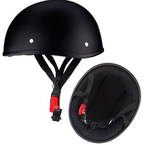 Casque de moto vintage demi-visage rétro allemand Kask Cafe Racer Scooter Cruiser Chopper Doublure EPS noir mat DOT approuvé317d