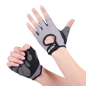 Halve vinger fitnesshandschoenen Hoge elastische ademend mesh anti-slip fietshandschoenen indoor gym sport yoga barbell apparatuur handschoen Q0107