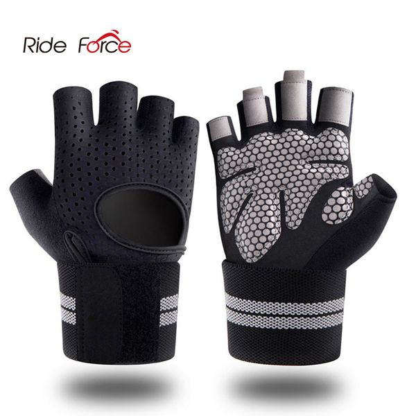 Gants de Fitness demi-doigt avec Support en bracelet de poignet pour hommes et femmes, équipement d'entraînement Crossfit, de musculation, Q0107