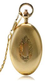 Half Hunter Luxury Exquisito Golden Royal Shield Design Watch Pocket Watch Mechanical Fob Watches Men Women Pends Gift6681618