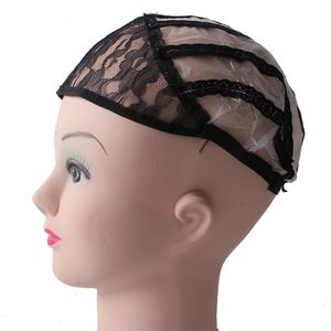 Half Lace Front Wig Cap voor het maken van pruiken met verstelbare riem en haar weven Stretch Black Dome Caps voor pruik