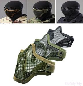 Half Lager Gezicht Metaal Staal Net Mesh Jacht Tactisch Beschermend Airsoft Masker Bewegingsmasker TY9414331258