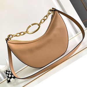 Halve Maan Crossbody Tas Echt leer aan de binnenkant Mode Letters Ritssluiting Dames Handtassen Portemonnee Meerdere kleuren Schoudertassen Ketting Okselzakje