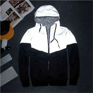 Veste demi-réfléchissante hommes femmes harajuku coupe-vent vestes à capuche hiphop streetwear nuit brillant manteau à glissière grande taille 4XL 240105