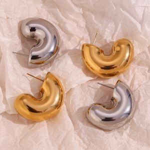 Boucles d'oreilles à étalons à demi-rond creux hypoallergéniques 18k bijoux en or couleurs argentées