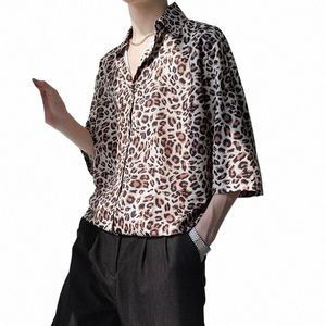 Chemises de demi-manches Men Leopard surdimensionné drapé High Street Summer Harajuku Social Hawaiian Handsome Elemy Gentleman Club Cool 979W # #