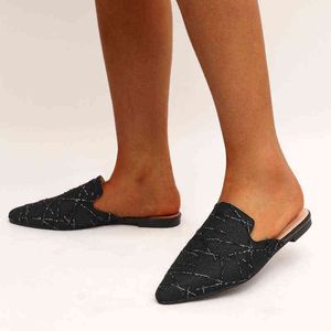 Demi-pantoufles sandales pour femmes, chaussures à fond plat, chaussons pour femmes, mode d'été