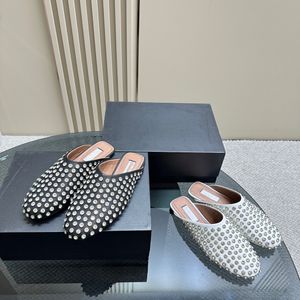 Demi-pantoufles Robe Chaussures D'été Plat Maille Évider Gladiateur Confortable Ballet Designer Sapatos Boucle Sangle Femmes Chaussures En Cuir Mullers 34-41