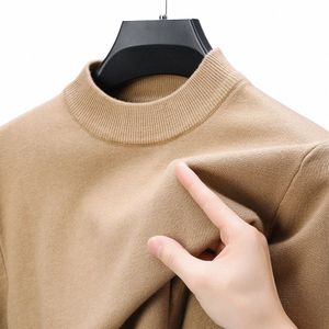 Pull en tricot à col roulé à moitié nouveau Automne / Hiver Pulls à col montant Pulls de couleur unie Homme Marque Casual Vêtements pour hommes Q5Eg #