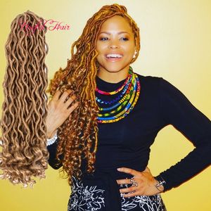 demi-vague demi-boucle déesse locs cheveux 24Roots Faux Locs Bouclés Crochet Cheveux 18 pouces Crochet Tresses Extensions de Cheveux Synthétiques Pour Les Femmes Noires