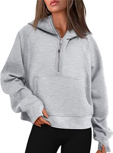Sweat-shirt à capuche demi-zip pour femme, pull court à fermeture éclair, tenue d'automne, vêtements d'hiver 2023, 2309093