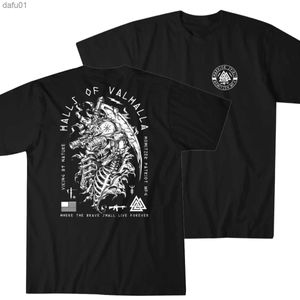 Salón de Valhalla. Vi king Skull Tactical Grim Reaper tatuaje camiseta 100% algodón cuello redondo verano manga corta Casual hombres camiseta L230520