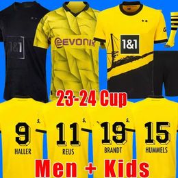 HALLER Jerseys 23 24 REUS 2023 2024 Borussia Football Football Top Shirt NEONGELB HUMMELS BRANDT DORTMUND Hommes Enfants Kit Spécial Tout Noir Maillot De Foot
