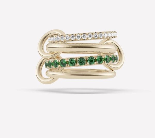 Halley Emerald Gemini Spinelli Kilcollin anneaux créateur de logo de la marque Nouveau dans la joaillerie de luxe Bague liée Hydra en or 18 carats et argent sterling
