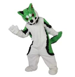 Hallowee Vert Husky Fursuit Costume De Mascotte De Haute Qualité Dessin Animé Thème Anime Carnaval Adulte Unisexe Robe De Noël Fête D'anniversaire Tenue De Plein Air