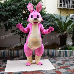 Costume de mascotte kangourou rose Hallowee dessin animé thème personnage carnaval adulte unisexe robe de noël fantaisie robe de soirée