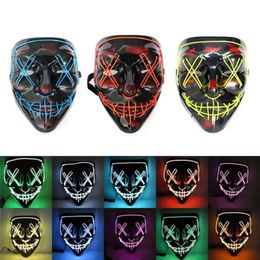 Halloween 10 LED -kleuren Scary Cosplay Light Up El Wire Horror Mask voor Festival Party RRE14601