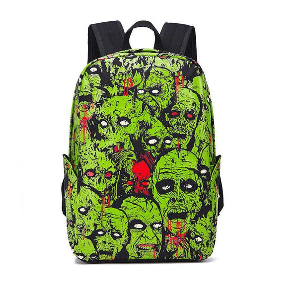 Halloween 2023 Nueva mochila de lona Bolsa de computadora al aire libre para mujer Mochilas con patrón de calavera impresas Mochila escolar para hombre 230927