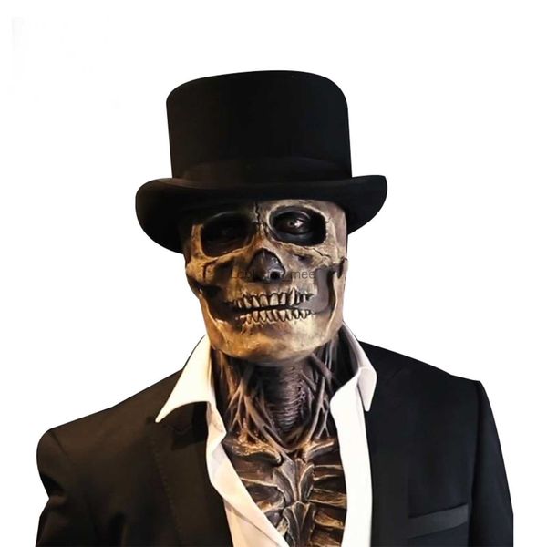 Halloween 3D Horreur Réalité Tête De Crâne Masque Effrayant Masque Cosplay Party Crâne Latex Mâchoire Mobile Casque Squelette Décoration HKD230810