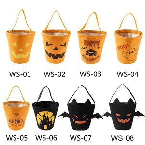 Halloween 8 Styles Candy Katoen Party Bucket Trick or Treat Snoepjes Handtas voor kinderen Pumpkin Ghost Festival Supplies