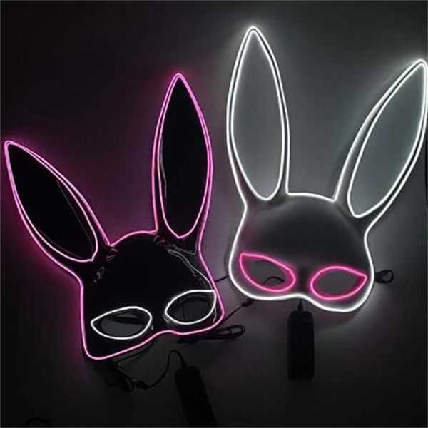 Máscaras faciales LED sexy para adultos de Halloween Colplay Light Up Hombres Mujeres Máscara divertida que brilla en la oscuridad Suministros para disfraces GC1938