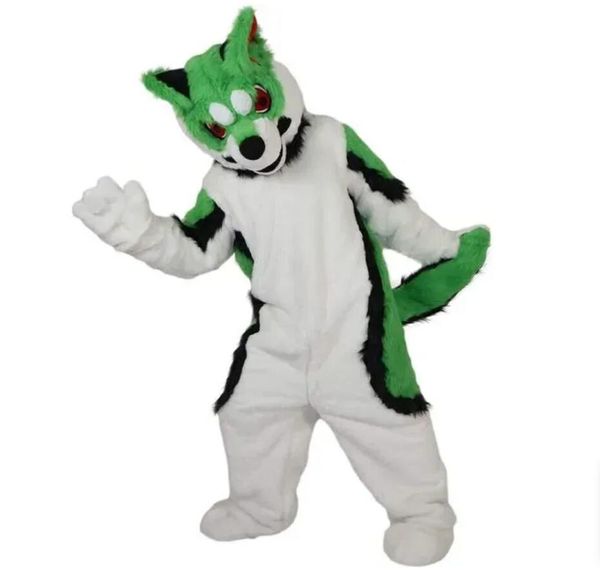 Halloween taille adulte meilleur prix vert renard chien loup fourrure mascotte Costume Halloween noël fantaisie fête Animal dessin animé personnage tenue Costume fête d'anniversaire mascotte