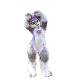 Halloween Volwassen maat Beste prijs Grijs HukDog Fursuit Fullsuit Tienerkostuums Kind Volledig harig pak Furries Anime Digitigrade-kostuum Gebogen benen Engel Draak mascotte