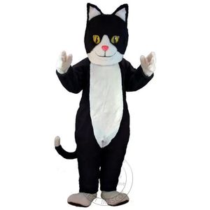 Costume de mascotte de chat noir et blanc, taille adulte d'Halloween, pour fête, personnage de dessin animé, vente de mascotte, livraison gratuite, personnalisation du support