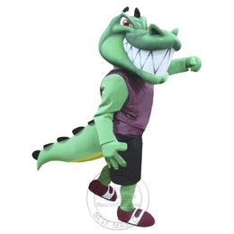 Costume de mascotte de crocodile d'université de taille adulte d'Halloween pour la personnalisation de support de livraison gratuite de mascotte de personnage de dessin animé de fête