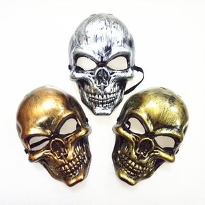 Máscara de calavera para adultos de Halloween, máscara de terror de fantasma de plástico, máscaras faciales de calavera dorada y plateada, máscaras de fiesta de disfraces de Halloween Unisex, accesorio