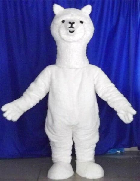 Costume de mascotte d'alpaga d'Halloween costume à fourrure publicité Animal dessin animé mouton jeu de fête adulte
