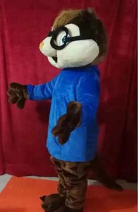 Halloween Alvin Chipmunk Mascotte Kostuum Pak Feestjurk Kerst Carnaval Party Fancy Kostuums Volwassen Outfit