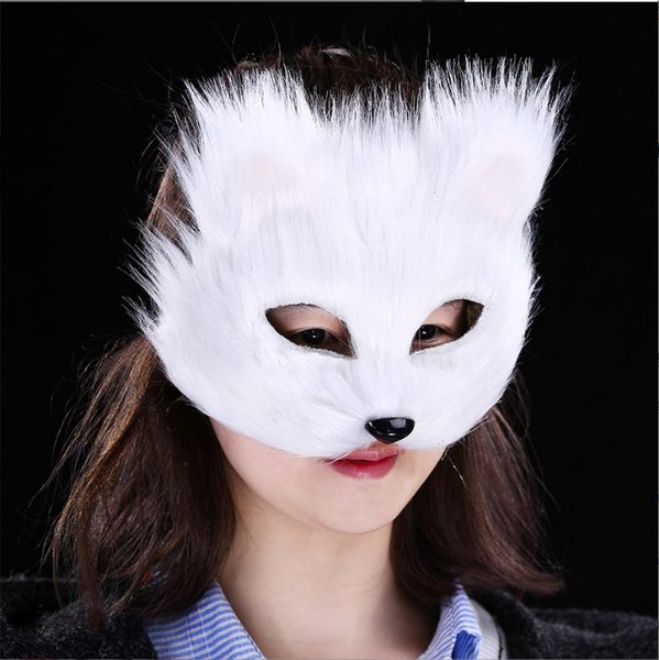 Halloween Animal Cinq Types De Couleur En Plastique Villus Renard Masque Cosplay Partie Demi Visage Masque Halloween Mascarade Masque