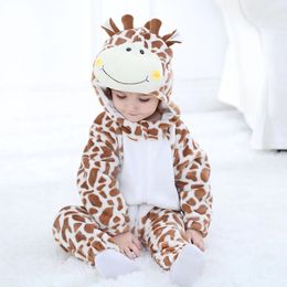 Halloween Animal girafe bébé vêtements garçon fille barboteuse body pyjamas hiver flanelle infantile Kigurumis à capuche ensemble Ropa bebe 240219