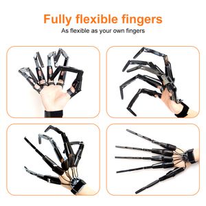 Halloween Doigts Articulés Festival Fournitures De Fête En Métal Noir Accessoires De Cosplay Extension Gants Griffes Extender Portable Effrayant Os Griffe En Gros A02