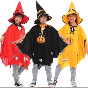 Halloween Baby mantels Kinderen Pompoen Mantel hoed set Heks Tovenaar Mantels Death Gown Robe Fancy Cosplay kostuums cape Voor Jongens meisjes