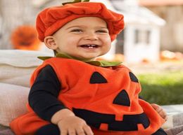 Halloween Baby Kids Pompoen Fancy Mouwloze Jurk met Hoed Cosplay Kostuum Feestkleding voor Jongen Meisje B883441311