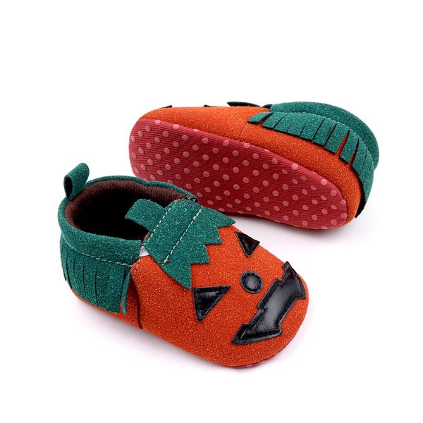 Zapatos de calabaza para bebé de Halloween, zapatos de bebé para niños pequeños, fondo suave para bebé, primeros caminantes, zapatillas antideslizantes para bebé