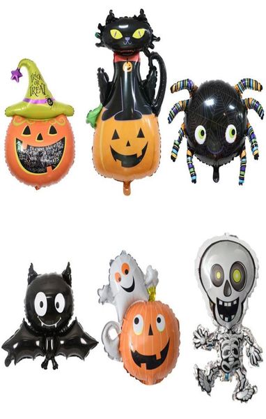 Ballon d'Halloween en aluminium ballon tête de citrouille araignée chauve-souris forme Halloween ballon à hélium Halloween fête décoration enfant jouet 5986758